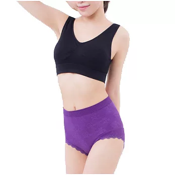 嫩肌.珍珠紗 3D 美臀超彈高腰褲FREE紫色