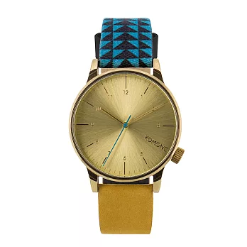 KOMONO WINSTON GALORE 個性混搭錶款-41mm藍色三角x芥末黃