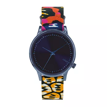 KOMONO Vlisco Estelle 聯名腕錶-36mm靛藍x非洲印花
