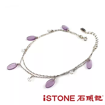 石頭記 星空情緣紫水晶925純銀腳鍊-橢圓