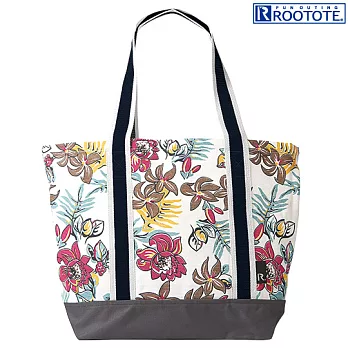 ROOTOTE 熱帶花朵印花綿質肩背包-米白色 (244802)
