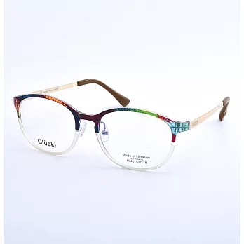 Gluck!繽紛耀眼 圓框平光眼鏡 40-Painting紅綠透明