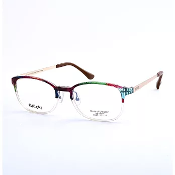 Gluck!繽紛耀眼 圓框平光眼鏡 42-Painting紅綠透明