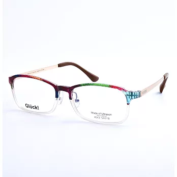 Gluck!繽紛耀眼 方框平光眼鏡 43-Painting紅綠透明