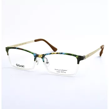 Gluck!繽紛耀眼 方框平光眼鏡 46-Peacock藍綠黃透明