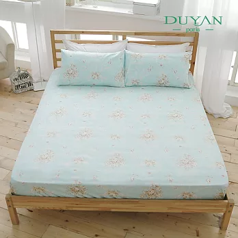 DUYAN《天空花園(藍綠)》雙人加大三件式精梳純棉床包組