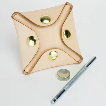 【頤坊皮藝】尼克DIY四方零錢包 本色(附工具)
