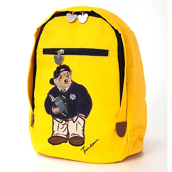 Funnny Kids 經典刺繡泰迪熊後背包 黃色泰迪