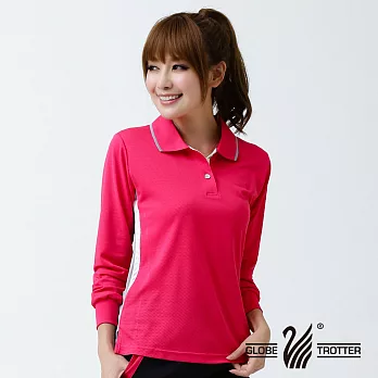 【遊遍天下】MIT台灣製女款休閒抗UV吸濕排汗機能POLO長衫(L076)L玫紅
