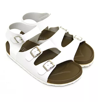 【Pretty】百搭經典韓系釦環繫踝休閒涼鞋37白色