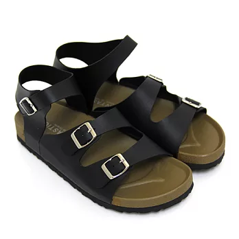 【Pretty】百搭經典韓系釦環繫踝休閒涼鞋36黑色