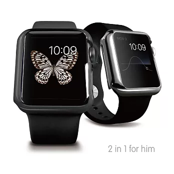 Ozaki O!coat Wardrobe+ Apple Watch Sport 38mm 男仕款金屬質感二合一保護殼組