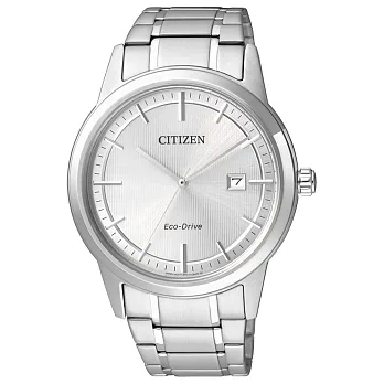 CITIZEN Eco-Drive 款款情深光動能時尚男錶-銀