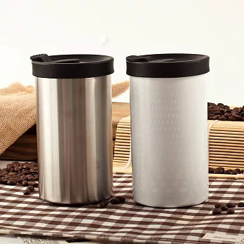 美國 presse by bobble 手沖咖啡保溫杯(杯子x2+咖啡匙x2+咖啡豆組合)_頂級精品咖啡豆一白一不鏽鋼