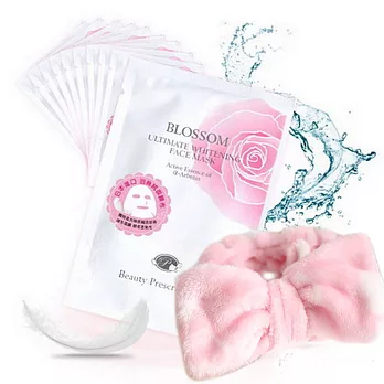 【BLOSSOM】玫瑰5D淨白保濕羽絲絨煥采面膜30ml/片*30片(送 束髮帶)