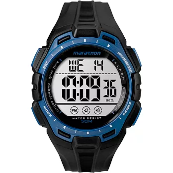 TIMEX 跋涉鐵人電子運動腕錶-藍框黑