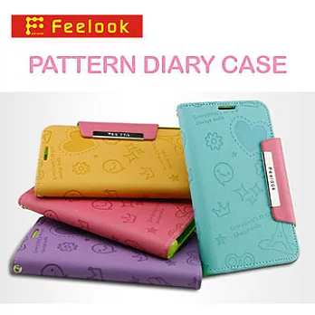 for Samsung Galaxy Note2 Feelook Pattern Diary 花漾年華書本型保護套 (粉/藍)