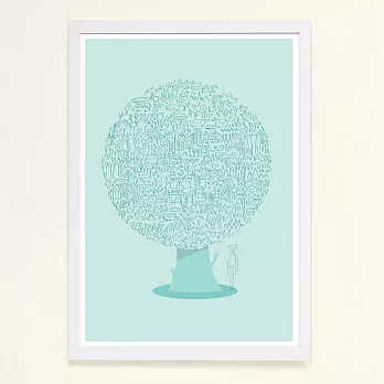 【摩達客】西班牙知名插畫家Judy Kaufmann藝術創作海報掛畫裝飾畫 (附Judy本人簽名)(含木框)動物樹