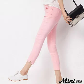 七分褲 梭織棉質打底修身鉛筆褲 四色-Mini嚴選-FREE(粉色)
