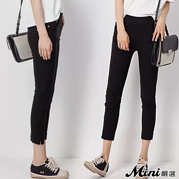 七分褲 梭織棉質打底修身鉛筆褲 四色-Mini嚴選-FREE(黑色)