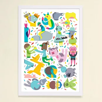 【摩達客】西班牙知名插畫家Judy Kaufmann藝術創作海報掛畫裝飾畫 (附Judy本人簽名)(含木框)Party系列04