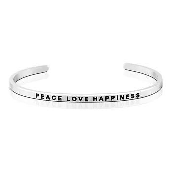MANTRABAND 美國悄悄話手環 Peace Love Happiness 銀色