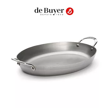 法國【de Buyer】畢耶鍋具『原礦蜂蠟系列』橢圓(魚鍋)雙耳淺煎盤36cm
