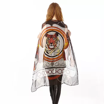 老虎印花絲巾(100%真絲材質)FREE