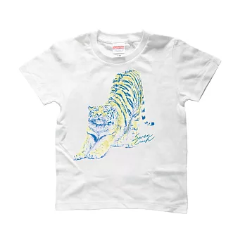 SEVEN CRASH|兒童T-伸懶腰的老虎(親子裝)XS藍老虎