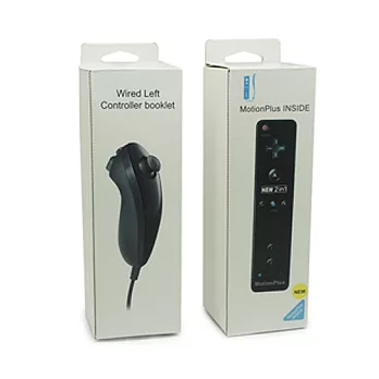 【Wii / Wii U專用】副廠 通用右手+左手控制器《含動感強化器》- 黑色