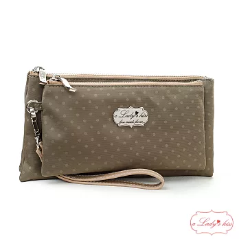 【a Lady ’s真皮】愛旅行圓點隔層圈手斜背二用包(6色)卡其