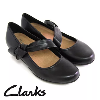 Clarks 克拉克 進口全真皮低粗跟娃娃鞋3黑色