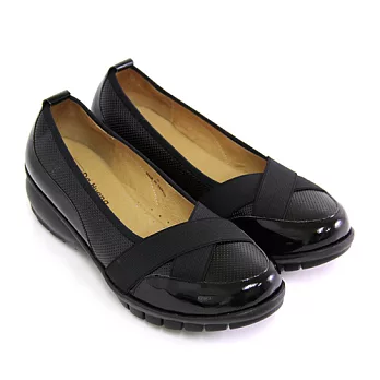 Green Phoenix全真皮小坡跟休閒娃娃鞋34黑色