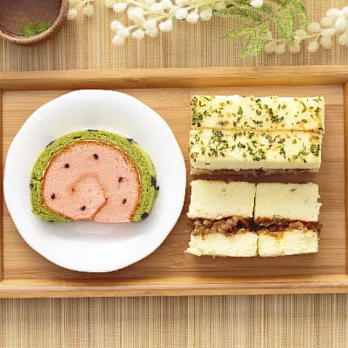 【亞緻烘焙】西瓜蛋糕(600g)+三星蔥鹹蛋糕-咖哩(400g)