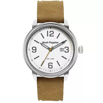 Hush Puppies 1958系列 玩舊復刻腕錶(皮帶)-白/45mm