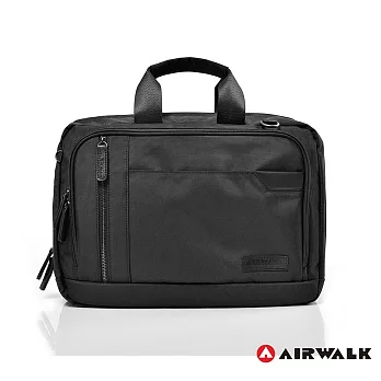 AIRWALK-公事包 BUSYDAY 斜紋防潑水A4夾層公事包黑