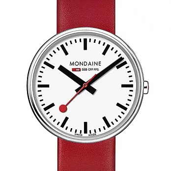 MONDAINE 瑞士國鐵MINI GIANT小巨人腕錶-35mm/紅色皮帶