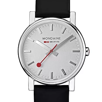 MONDAINE 瑞士國鐵銀光經典限量腕錶-35mm/黑錶帶