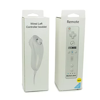 【Wii / Wii U專用】副廠 通用右手+左手控制器《含動感強化器》- 白色白色