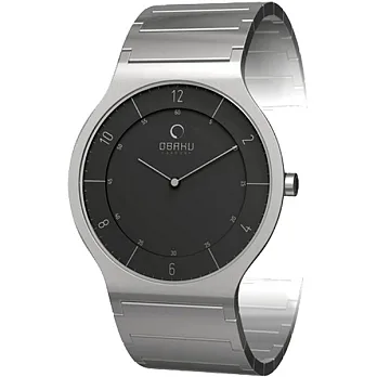 OBAKU 層次空間時尚鈦金屬腕錶(小/黑)
