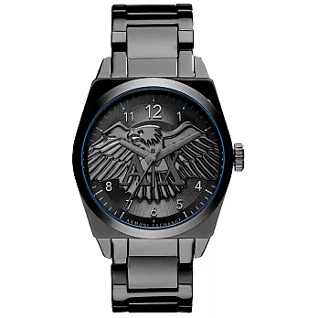A│X Armani Exchange 展翅翱翔時尚腕錶-深灰