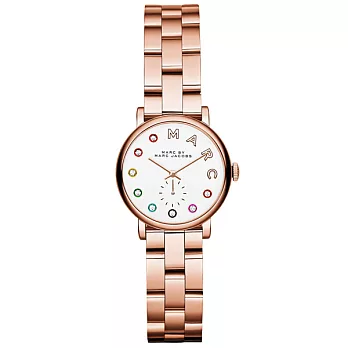 MARC By Marc Jacobs 婀娜舞孃晶鑽時尚腕錶-白X玫瑰金/小