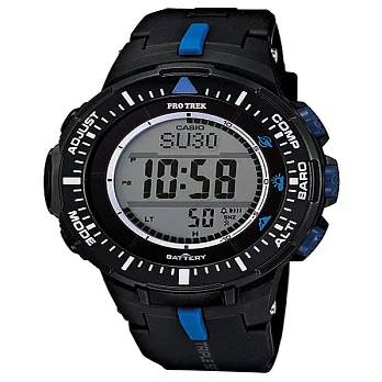 CASIO PRO TREK 原野馳騁的強悍風格登山運動腕錶-寶藍-PRG-300-1A2