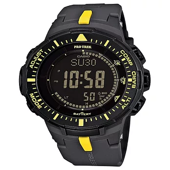 CASIO PRO TREK 原野馳騁的強悍風格登山運動腕錶-亮黃-PRG-300-1A9