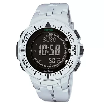 CASIO PRO TREK 原野馳騁的強悍風格登山運動腕錶-雪白-PRG-300-7