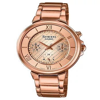 CASIO SHEEN 高雅女性的迷人風采時尚優質腕錶-玫瑰金-SHE-3040PG-9A