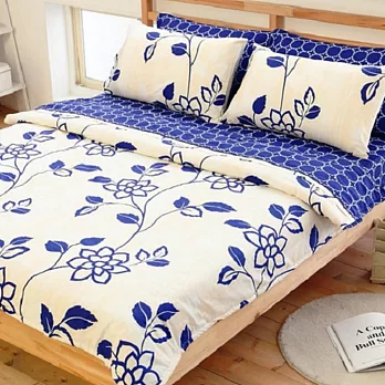 【法式寢飾花季】時尚典藏-雙人精梳全棉被套床包組(藍調怡人5*6.2尺)