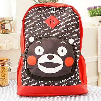 Kumamon熊本熊 可愛豬鼻後背書包/後背包-黑色