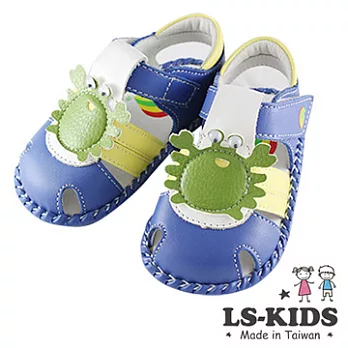 【LS-KIDS】手工精緻學步鞋-玩轉眼珠小螃蟹系列13活潑藍
