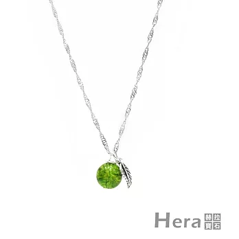 【Hera】925純銀手作天然橄欖石羽毛項鍊/鎖骨鍊(橄欖石)